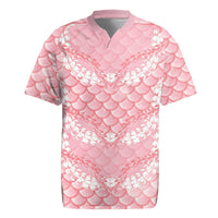 Soft Pink Mermaid Puakenikeni Maile Lei Rugby Jersey