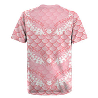 Soft Pink Mermaid Puakenikeni Maile Lei Rugby Jersey