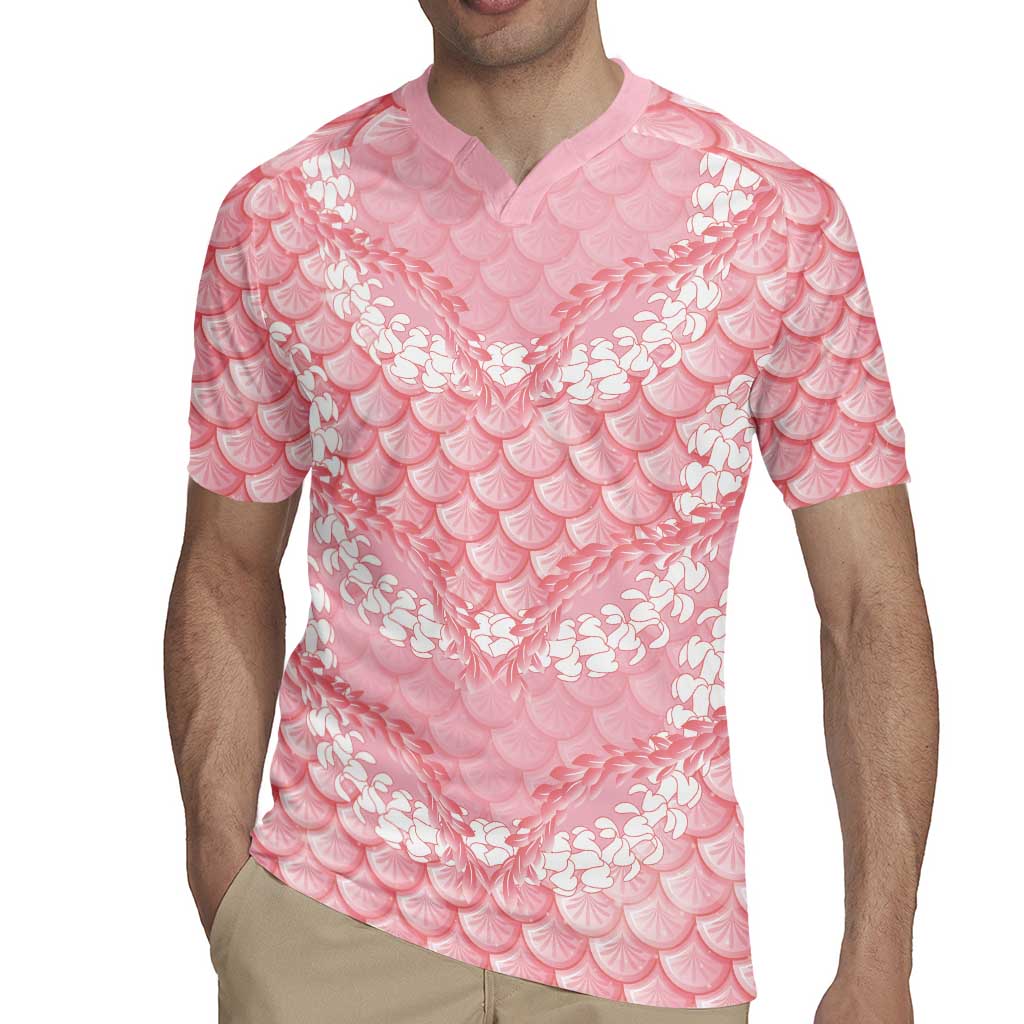 Soft Pink Mermaid Puakenikeni Maile Lei Rugby Jersey