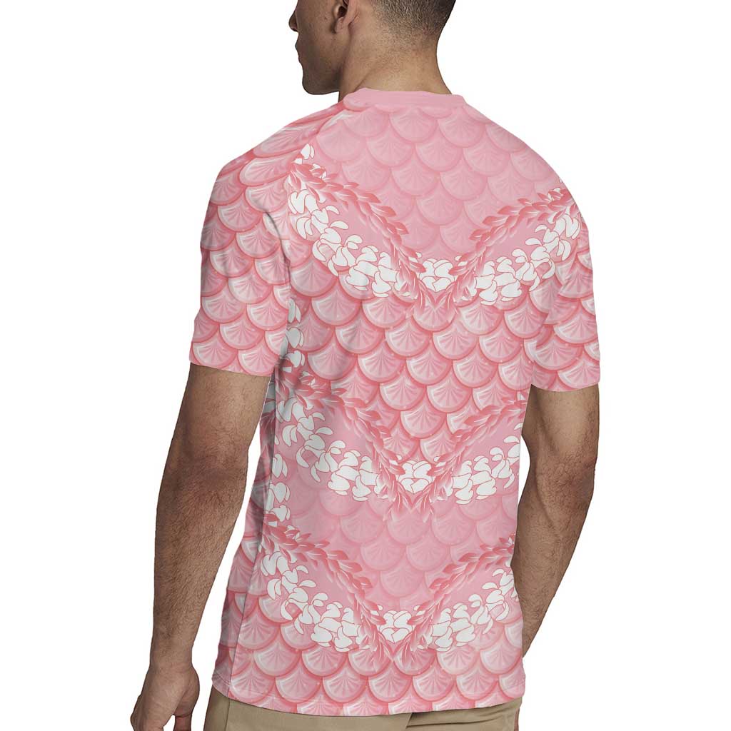 Soft Pink Mermaid Puakenikeni Maile Lei Rugby Jersey