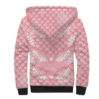 Soft Pink Mermaid Puakenikeni Maile Lei Sherpa Hoodie