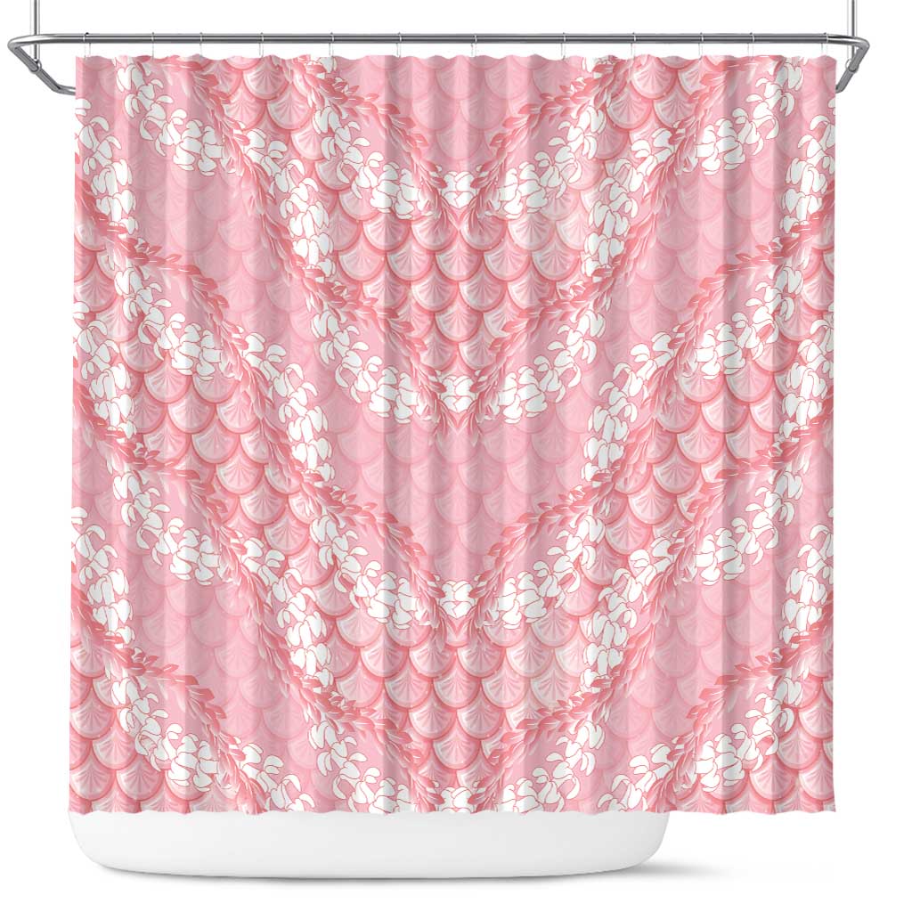 Soft Pink Mermaid Puakenikeni Maile Lei Shower Curtain