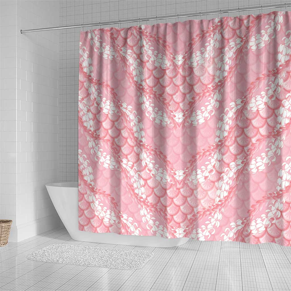 Soft Pink Mermaid Puakenikeni Maile Lei Shower Curtain