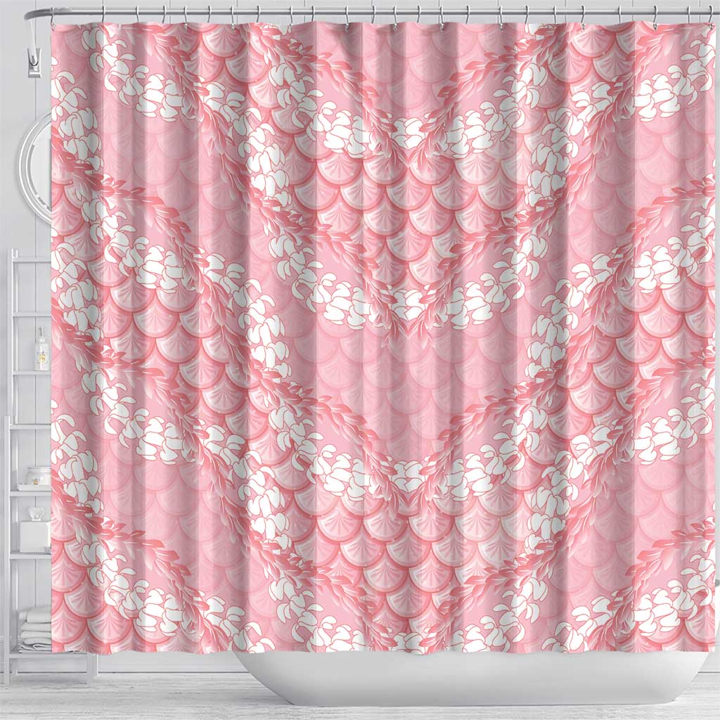 Soft Pink Mermaid Puakenikeni Maile Lei Shower Curtain