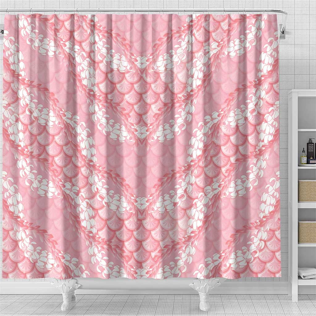 Soft Pink Mermaid Puakenikeni Maile Lei Shower Curtain