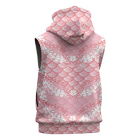 Soft Pink Mermaid Puakenikeni Maile Lei Sleeveless Zip Hoodie