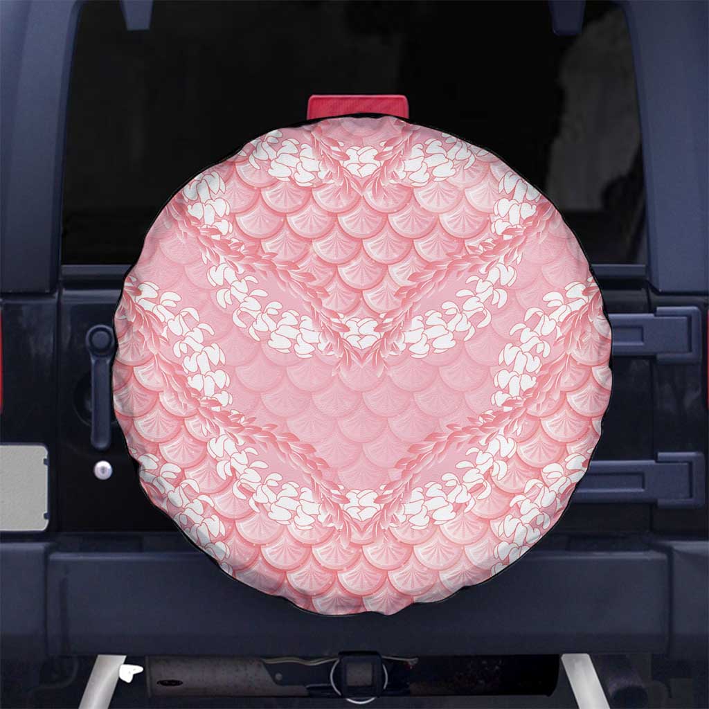 Soft Pink Mermaid Puakenikeni Maile Lei Spare Tire Cover