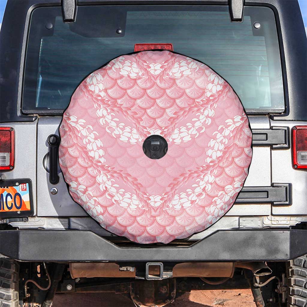 Soft Pink Mermaid Puakenikeni Maile Lei Spare Tire Cover