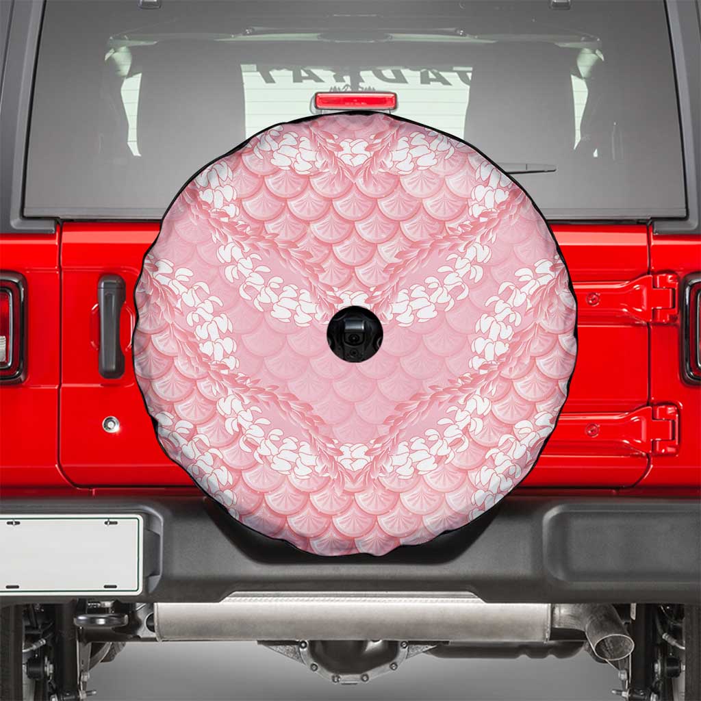 Soft Pink Mermaid Puakenikeni Maile Lei Spare Tire Cover