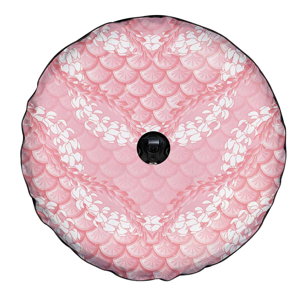 Soft Pink Mermaid Puakenikeni Maile Lei Spare Tire Cover