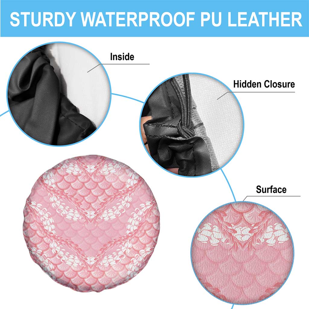Soft Pink Mermaid Puakenikeni Maile Lei Spare Tire Cover