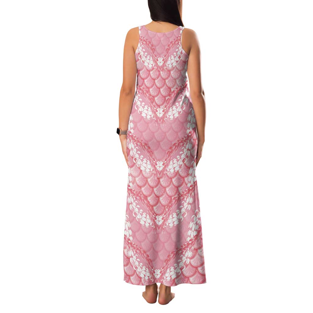 Soft Pink Mermaid Puakenikeni Maile Lei Tank Maxi Dress