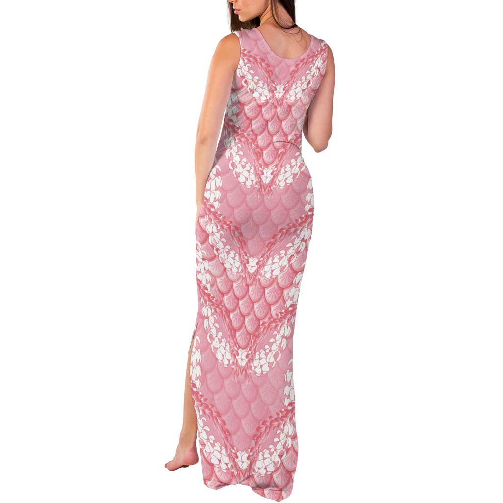 Soft Pink Mermaid Puakenikeni Maile Lei Tank Maxi Dress