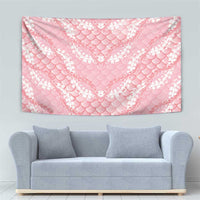 Soft Pink Mermaid Puakenikeni Maile Lei Tapestry