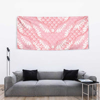 Soft Pink Mermaid Puakenikeni Maile Lei Tapestry