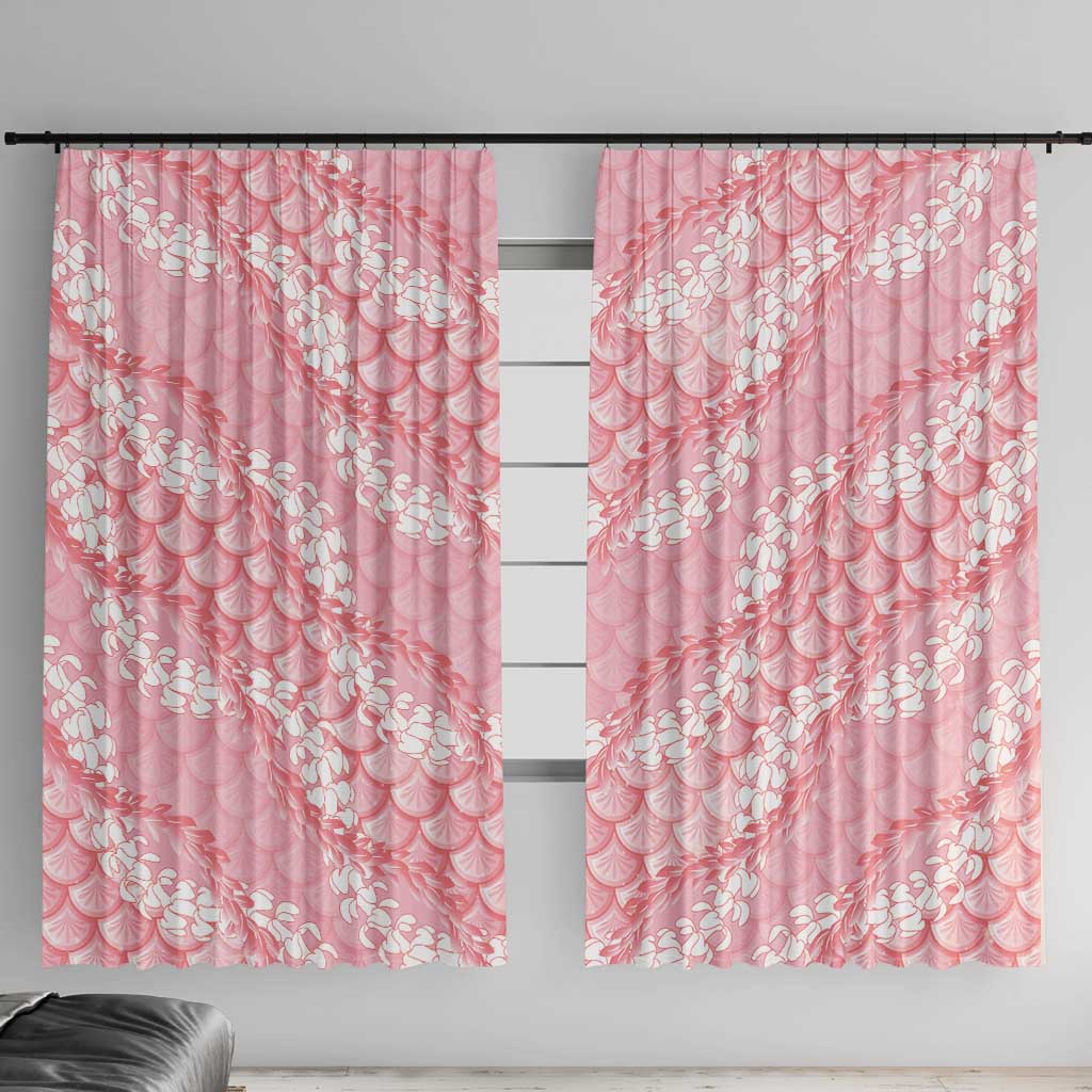 Soft Pink Mermaid Puakenikeni Maile Lei Window Curtain LT01 With Hooks Pink - Polynesian Pride