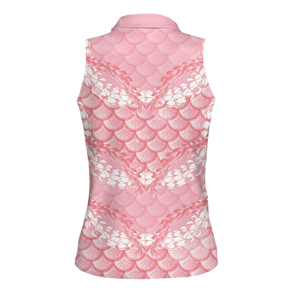 Soft Pink Mermaid Puakenikeni Maile Lei Women Sleeveless Polo Shirt