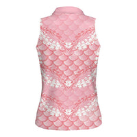Soft Pink Mermaid Puakenikeni Maile Lei Women Sleeveless Polo Shirt
