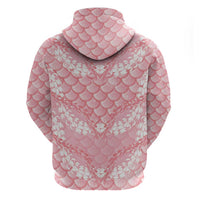 Soft Pink Mermaid Puakenikeni Maile Lei Zip Hoodie