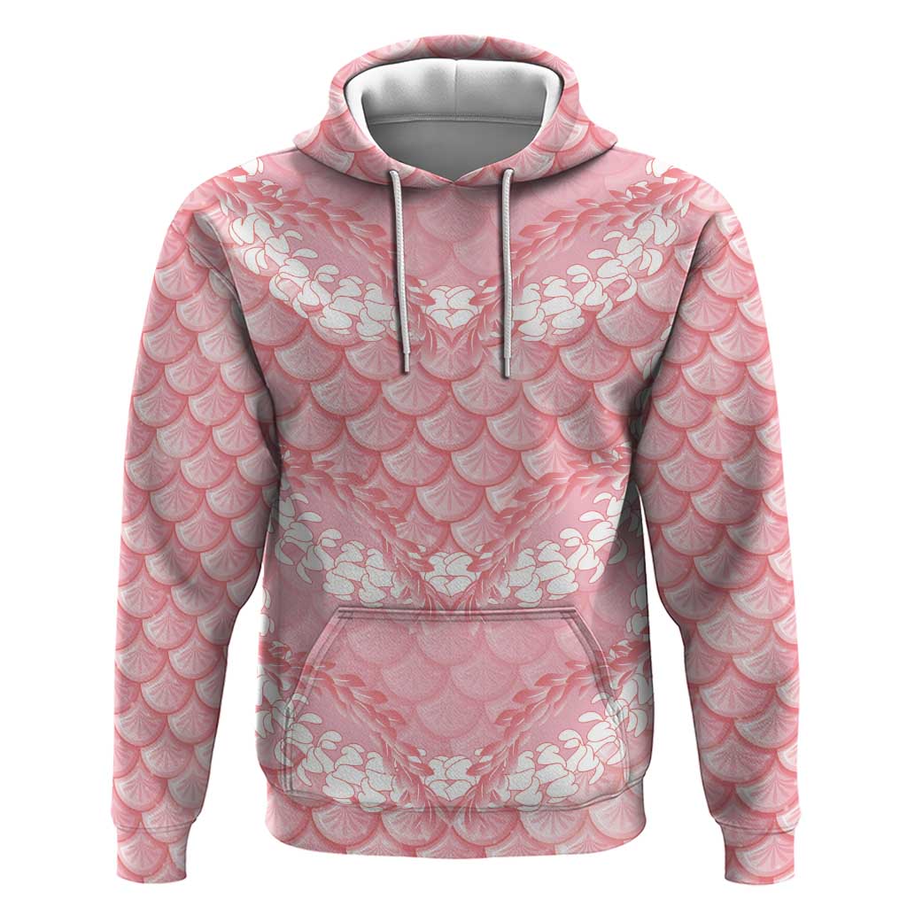 Soft Pink Mermaid Puakenikeni Maile Lei Zip Hoodie