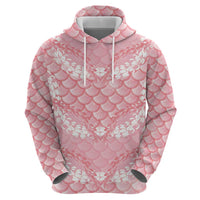 Soft Pink Mermaid Puakenikeni Maile Lei Zip Hoodie