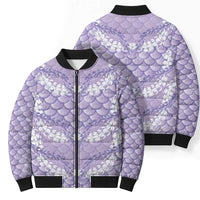 Lilac Mermaid Puakenikeni Maile Lei Bomber Puffer Jacket