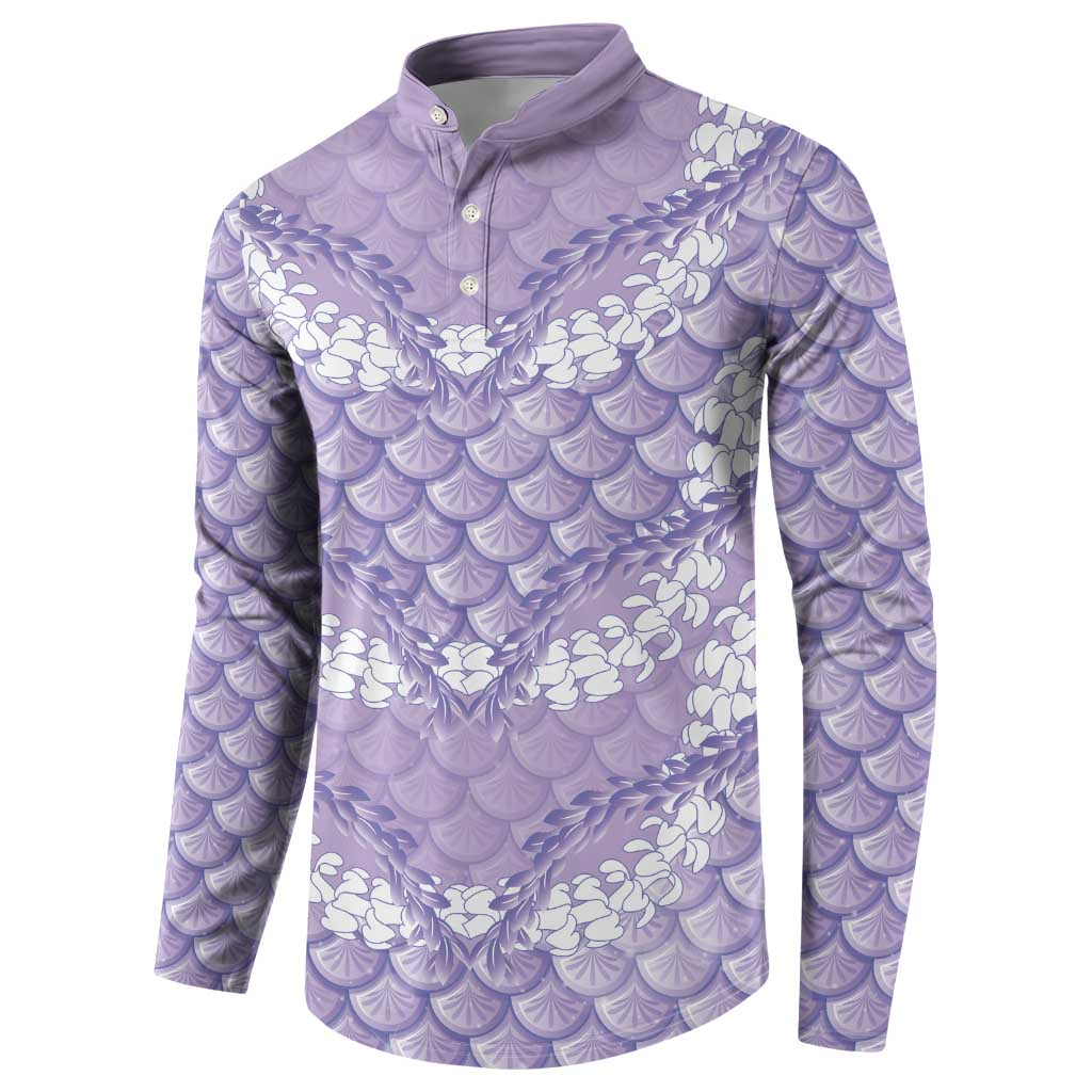 Lilac Mermaid Puakenikeni Maile Lei Button Sweatshirt