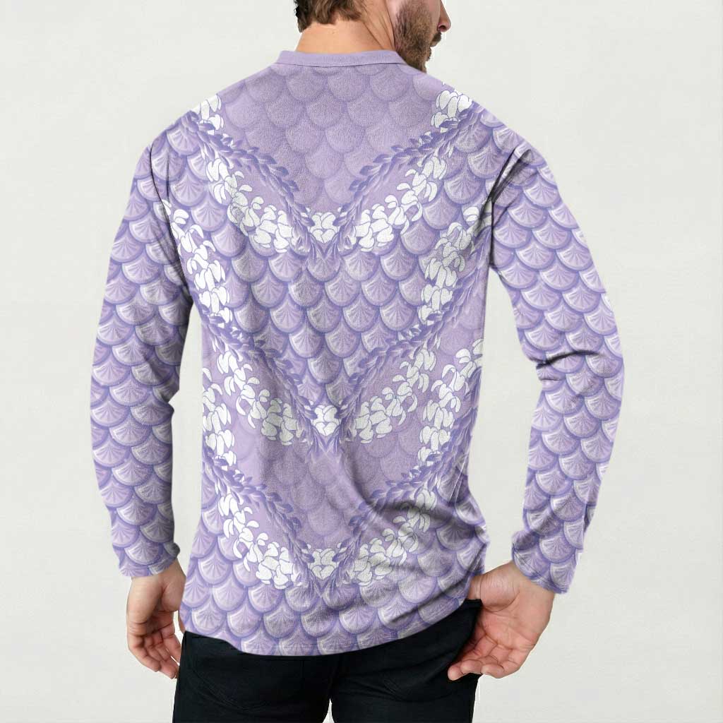 Lilac Mermaid Puakenikeni Maile Lei Button Sweatshirt