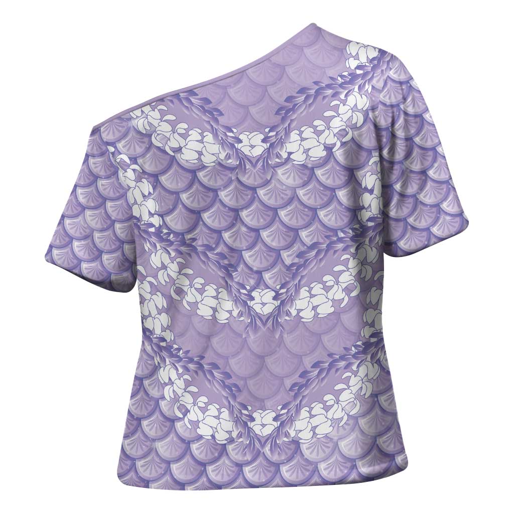 Lilac Mermaid Puakenikeni Maile Lei Cross Shoulder Shirt