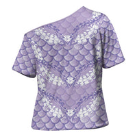 Lilac Mermaid Puakenikeni Maile Lei Cross Shoulder Shirt