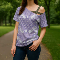 Lilac Mermaid Puakenikeni Maile Lei Cross Shoulder Shirt