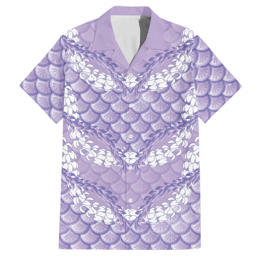 Lilac Mermaid Puakenikeni Maile Lei Family Matching Long Sleeve Bodycon Dress and Hawaiian Shirt