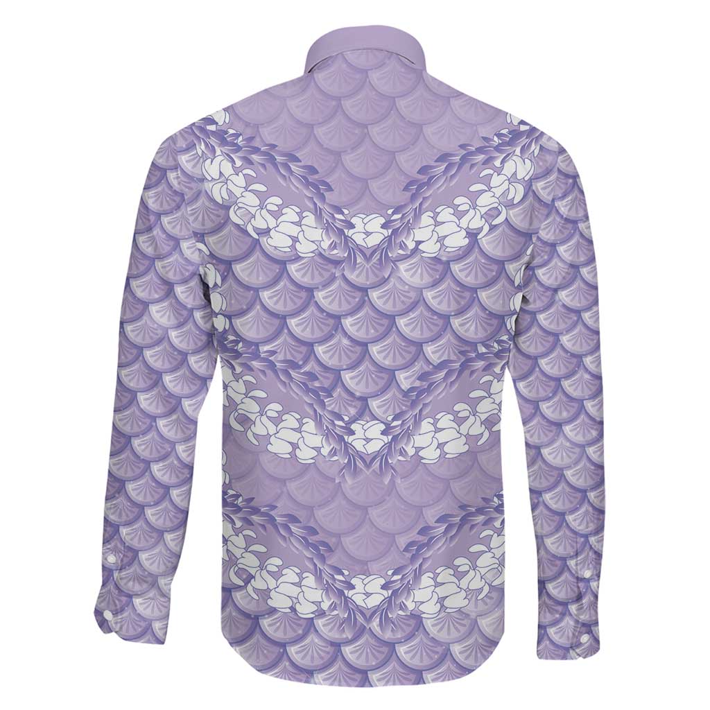 Lilac Mermaid Puakenikeni Maile Lei Family Matching Mermaid Dress and Hawaiian Shirt