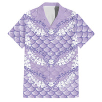 Lilac Mermaid Puakenikeni Maile Lei Family Matching Tank Maxi Dress and Hawaiian Shirt LT01 Dad's Shirt - Short Sleeve Purple - Polynesian Pride