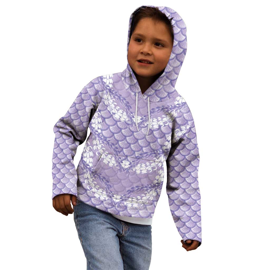 Lilac Mermaid Puakenikeni Maile Lei Kid Hoodie