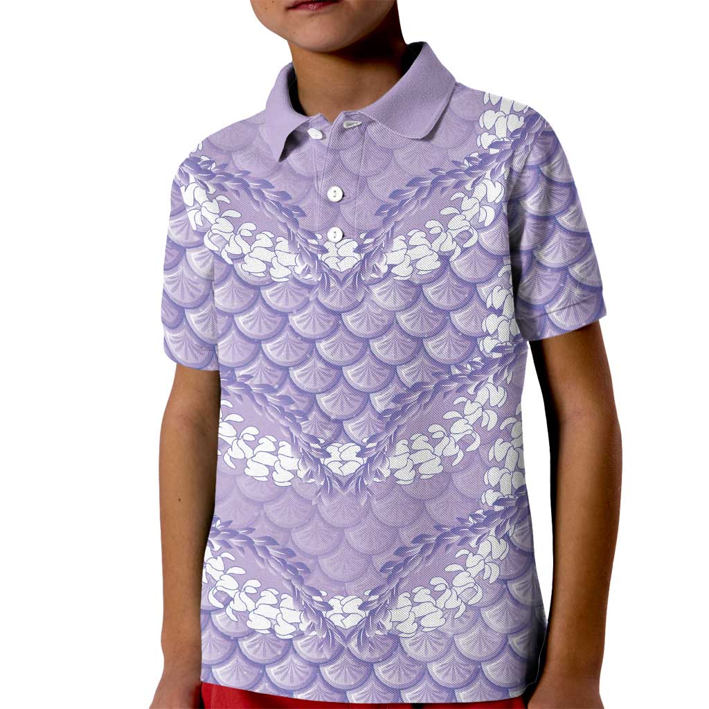 Lilac Mermaid Puakenikeni Maile Lei Kid Polo Shirt