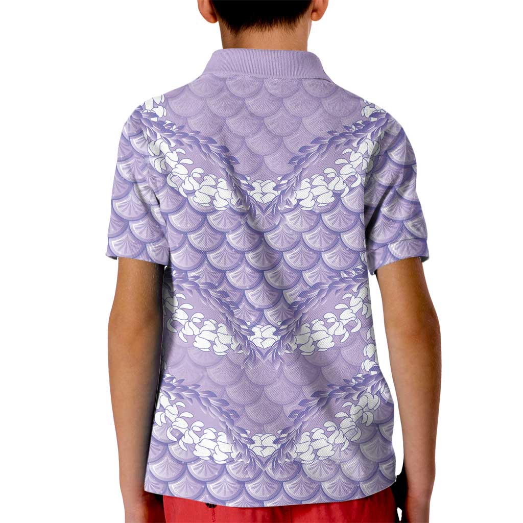 Lilac Mermaid Puakenikeni Maile Lei Kid Polo Shirt