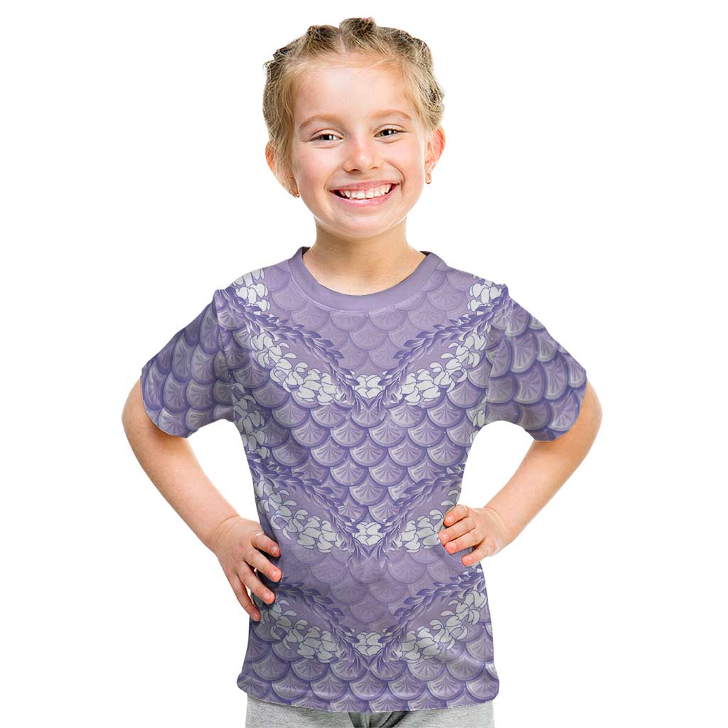 Lilac Mermaid Puakenikeni Maile Lei Kid T Shirt