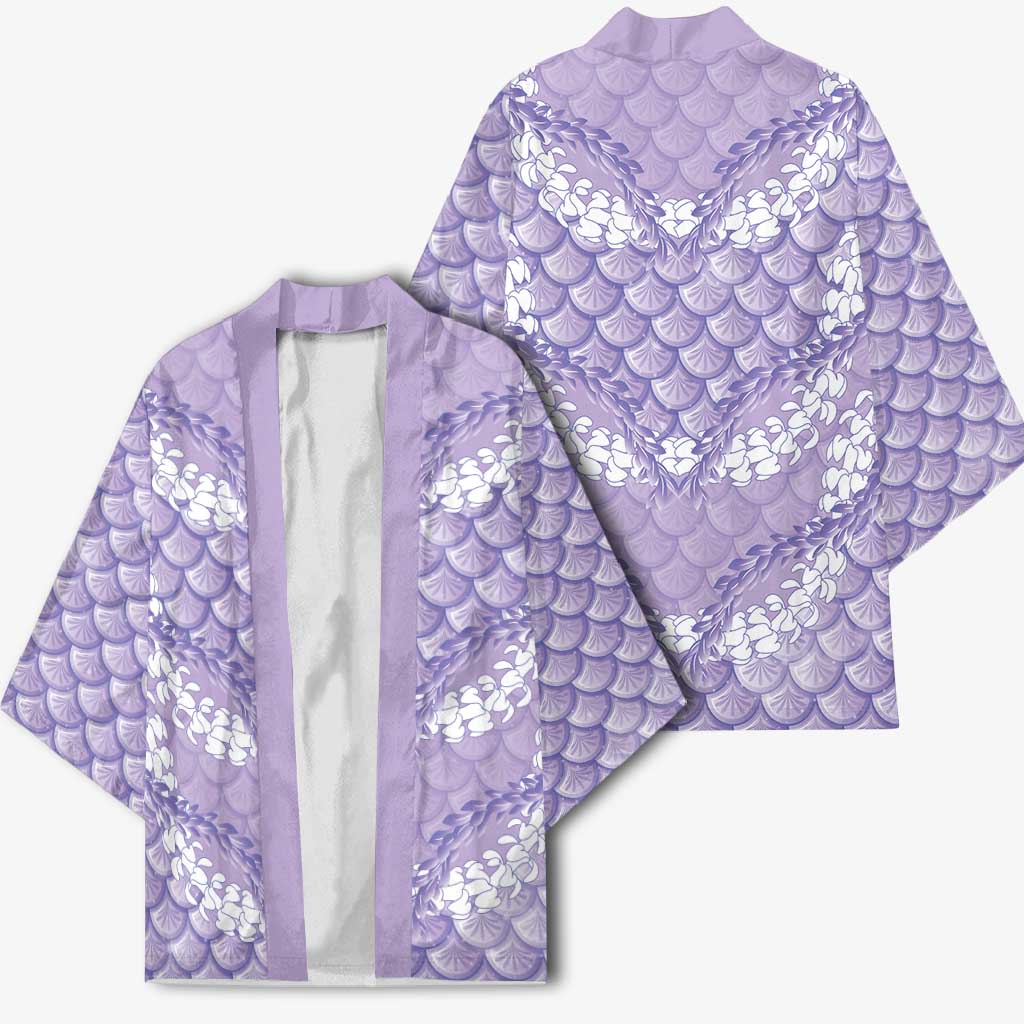 Lilac Mermaid Puakenikeni Maile Lei Kimono