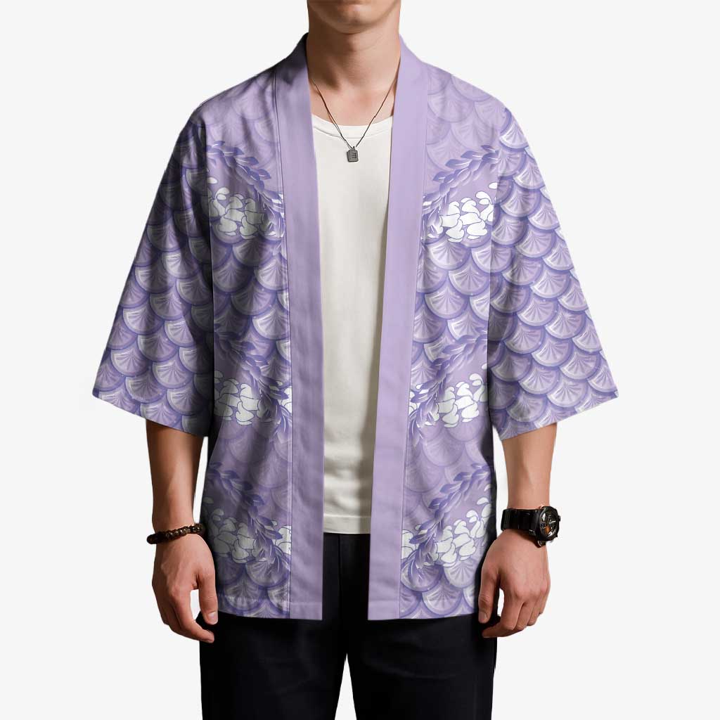 Lilac Mermaid Puakenikeni Maile Lei Kimono