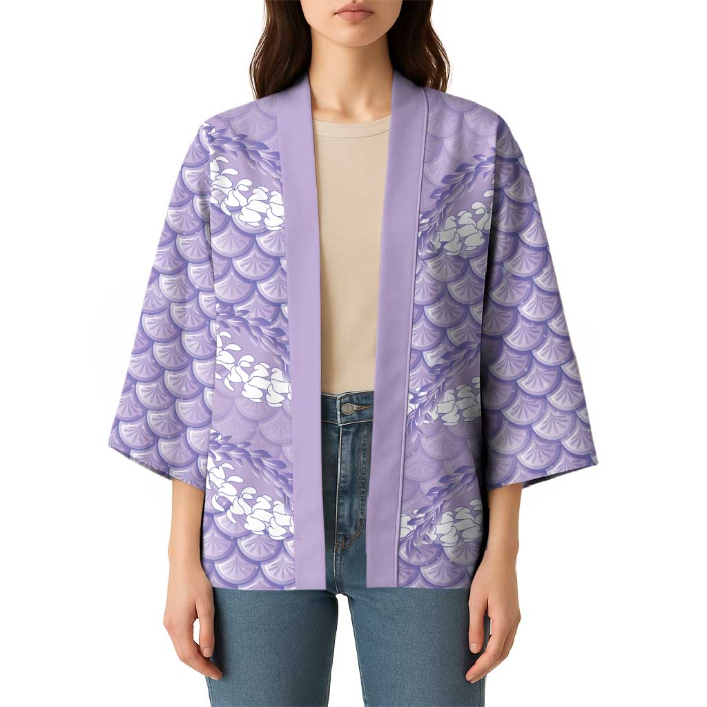 Lilac Mermaid Puakenikeni Maile Lei Kimono