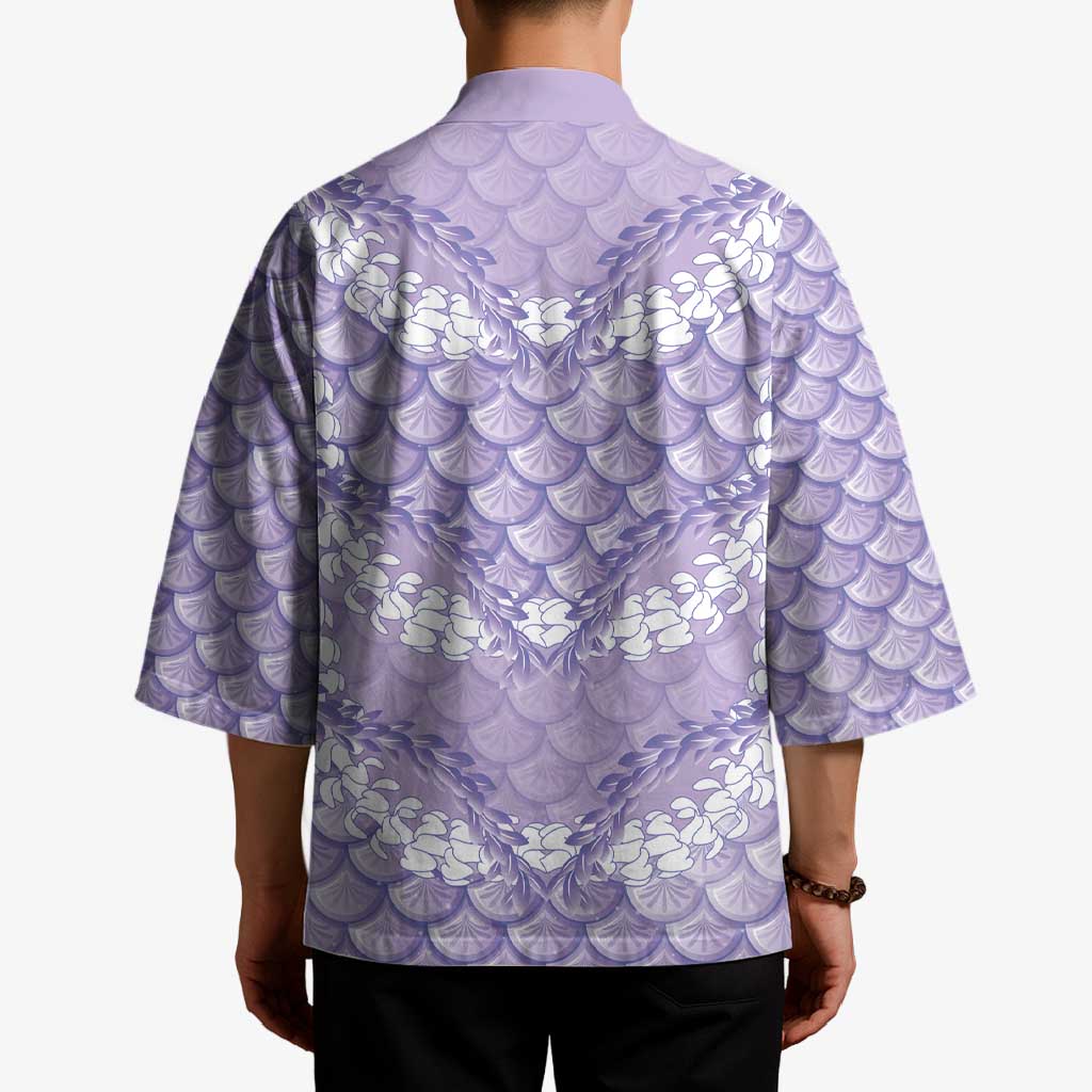 Lilac Mermaid Puakenikeni Maile Lei Kimono