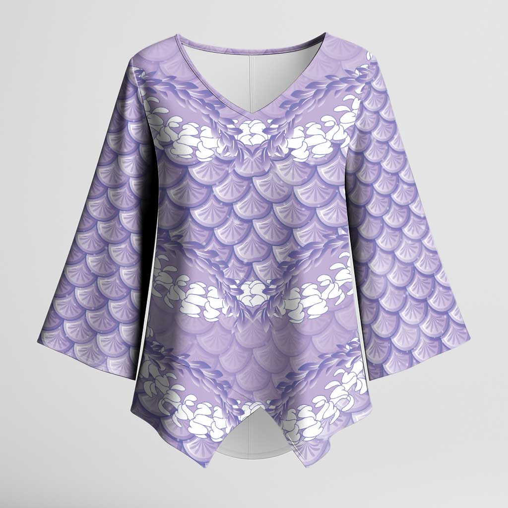 Lilac Mermaid Puakenikeni Maile Lei Kimono Sleeve Blouse