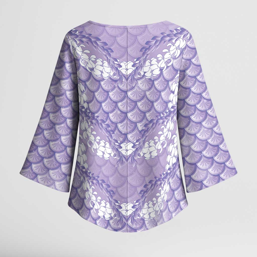 Lilac Mermaid Puakenikeni Maile Lei Kimono Sleeve Blouse