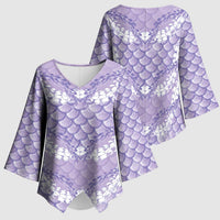 Lilac Mermaid Puakenikeni Maile Lei Kimono Sleeve Blouse