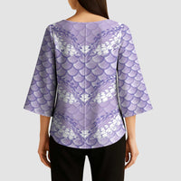 Lilac Mermaid Puakenikeni Maile Lei Kimono Sleeve Blouse