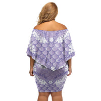 Lilac Mermaid Puakenikeni Maile Lei Off Shoulder Short Dress
