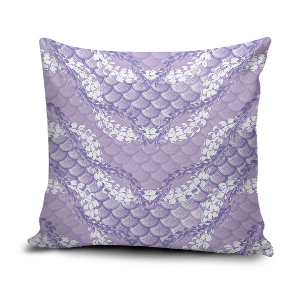 Lilac Mermaid Puakenikeni Maile Lei Pillow Cover