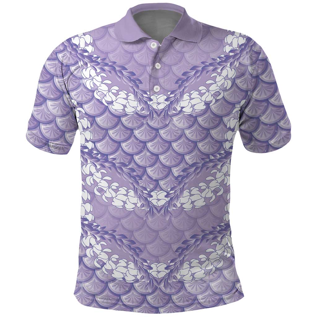 Lilac Mermaid Puakenikeni Maile Lei Polo Shirt