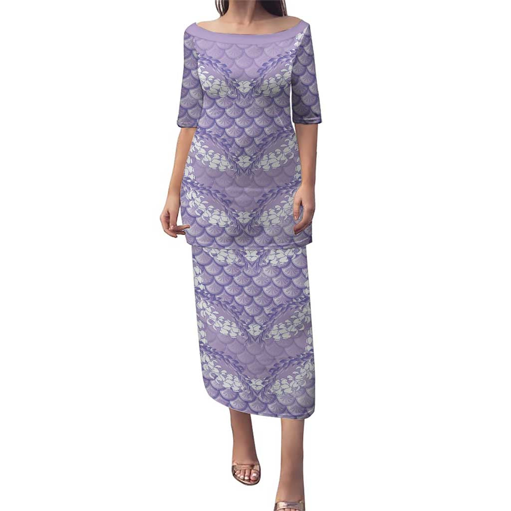 Lilac Mermaid Puakenikeni Maile Lei Puletasi LT01 Long Dress Purple - Polynesian Pride